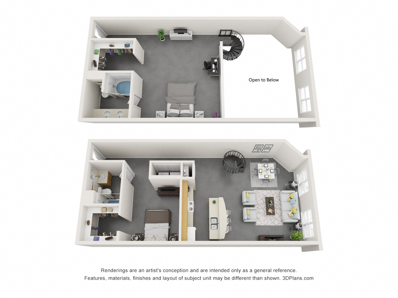 Floor plan for 2 beds, 2 baths, 1440 sqft